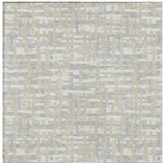 Beige And Gray Abstract Washable Indoor Outdoor Area Rug Photo 5