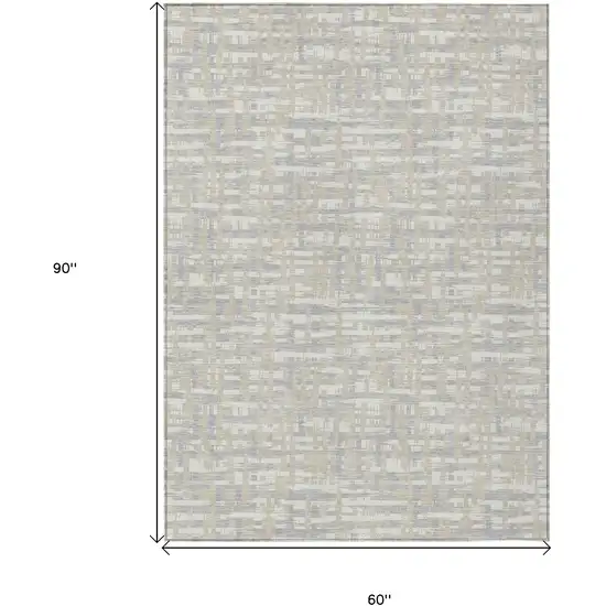 Beige And Gray Abstract Washable Indoor Outdoor Area Rug Photo 7
