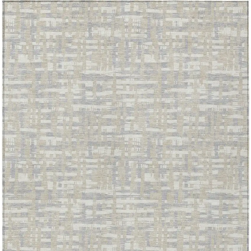 Beige And Gray Abstract Washable Indoor Outdoor Area Rug Photo 6