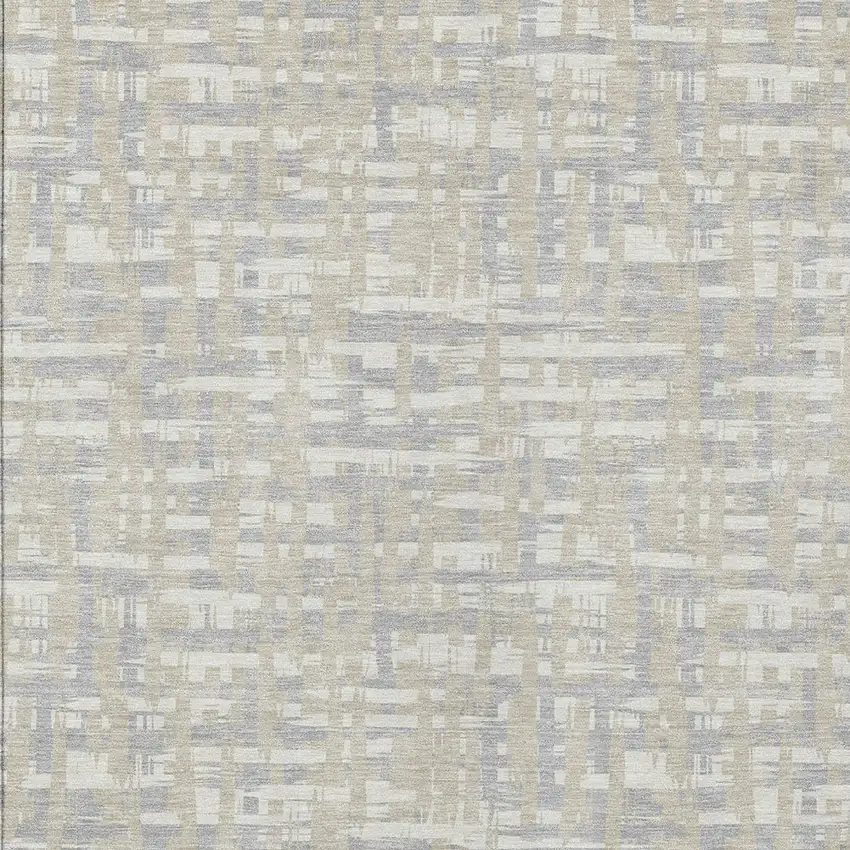 Beige And Gray Abstract Washable Indoor Outdoor Area Rug Photo 5