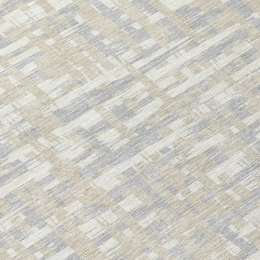 Beige And Gray Abstract Washable Indoor Outdoor Area Rug Photo 8