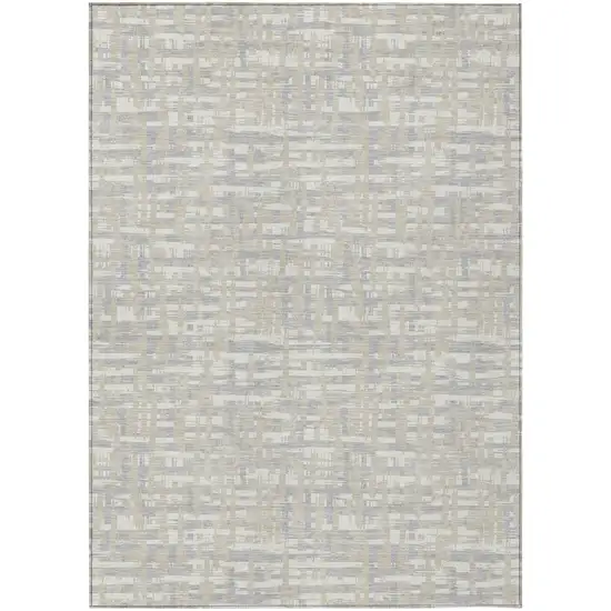 Beige And Gray Abstract Washable Indoor Outdoor Area Rug Photo 2