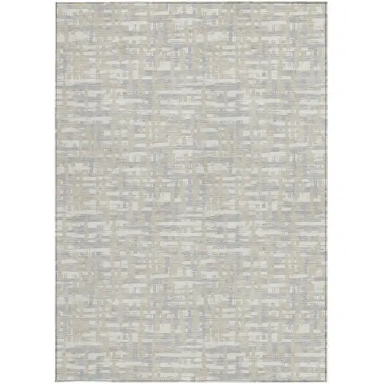 Beige And Gray Abstract Washable Indoor Outdoor Area Rug Photo 6