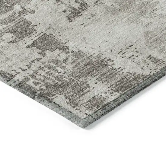 Beige And Gray Abstract Washable Indoor Outdoor Area Rug Photo 4