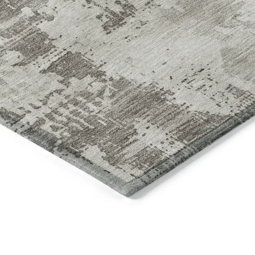 Beige And Gray Abstract Washable Indoor Outdoor Area Rug Photo 4