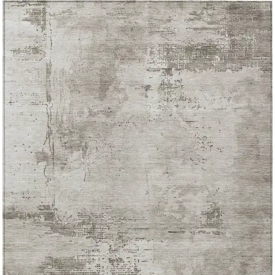 Beige And Gray Abstract Washable Indoor Outdoor Area Rug Photo 6