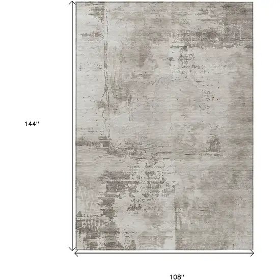 Beige And Gray Abstract Washable Indoor Outdoor Area Rug Photo 7