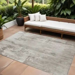 Photo of Beige And Gray Abstract Washable Indoor Outdoor Area Rug