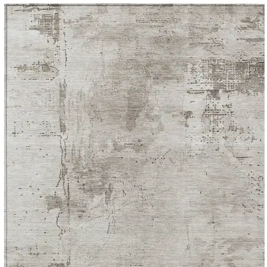 Beige And Gray Abstract Washable Indoor Outdoor Area Rug Photo 3