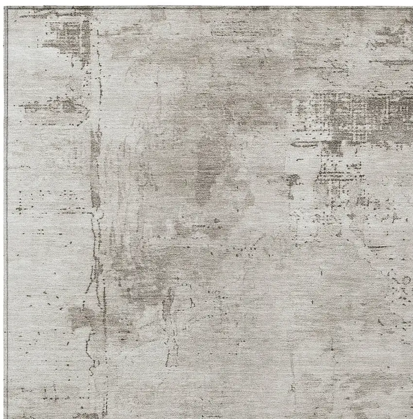 Beige And Gray Abstract Washable Indoor Outdoor Area Rug Photo 3