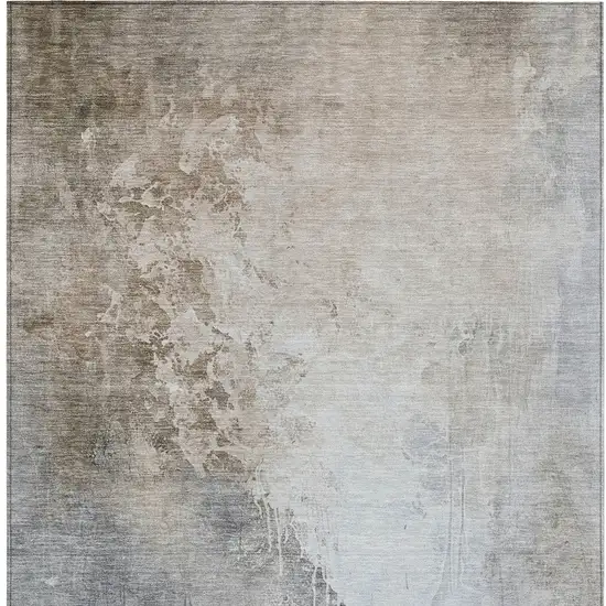 Beige And Gray Abstract Washable Indoor Outdoor Area Rug Photo 9