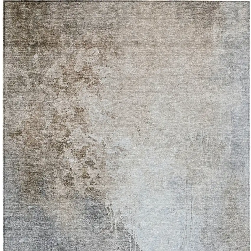 Beige And Gray Abstract Washable Indoor Outdoor Area Rug Photo 9