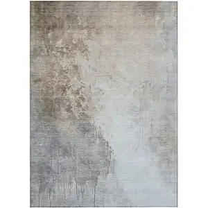 Photo of Beige And Gray Abstract Washable Indoor Outdoor Area Rug