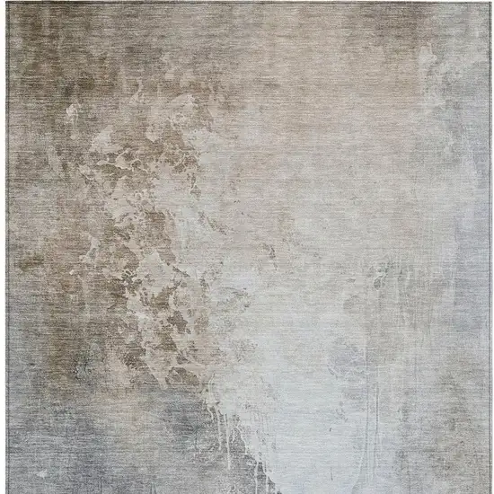 Beige And Gray Abstract Washable Indoor Outdoor Area Rug Photo 4
