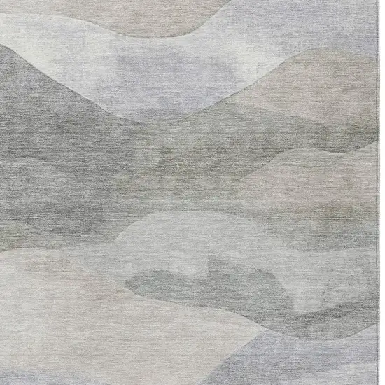 Beige And Gray Abstract Washable Indoor Outdoor Area Rug Photo 3