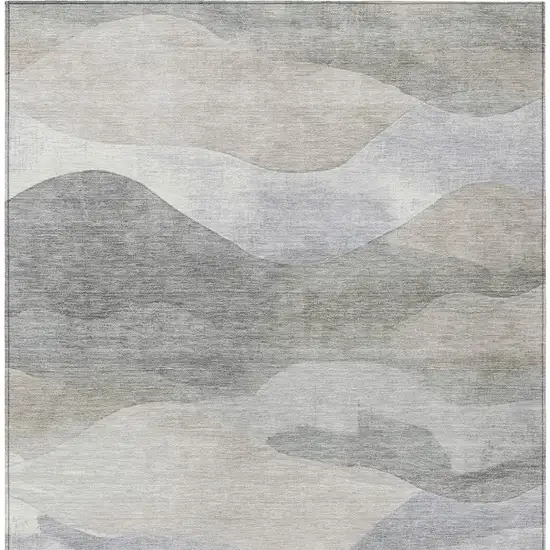 Beige And Gray Abstract Washable Indoor Outdoor Area Rug Photo 6