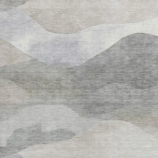 Beige And Gray Abstract Washable Indoor Outdoor Area Rug Photo 3