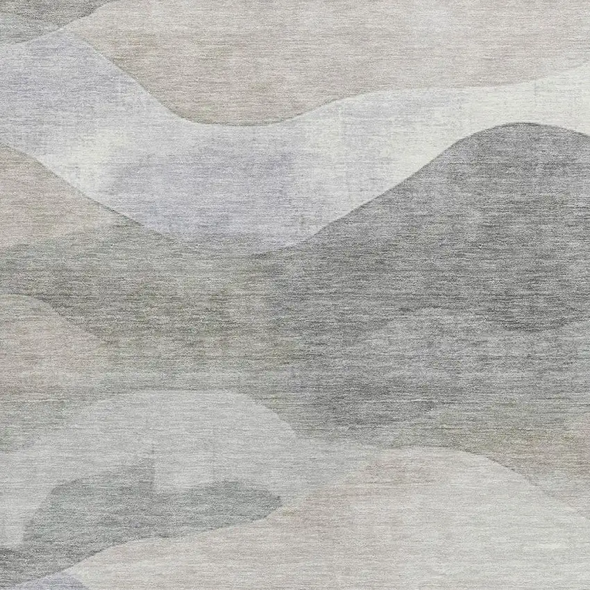 Beige And Gray Abstract Washable Indoor Outdoor Area Rug Photo 3