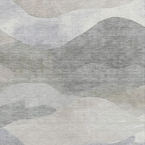 Beige And Gray Abstract Washable Indoor Outdoor Area Rug Photo 3