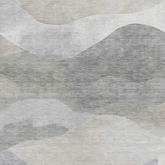 Beige And Gray Abstract Washable Indoor Outdoor Area Rug Photo 3