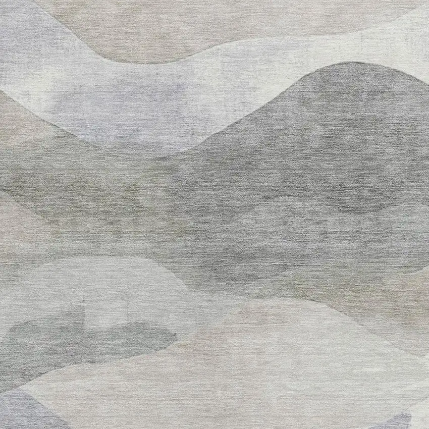 Beige And Gray Abstract Washable Indoor Outdoor Area Rug Photo 3