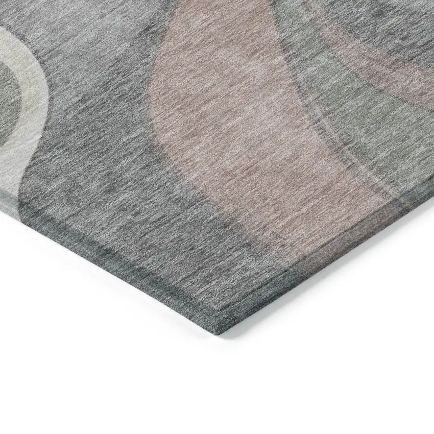 Beige And Gray Abstract Washable Indoor Outdoor Area Rug Photo 6