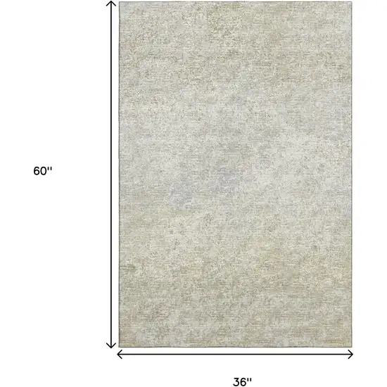 Beige And Gray Abstract Washable Indoor Outdoor Area Rug Photo 3