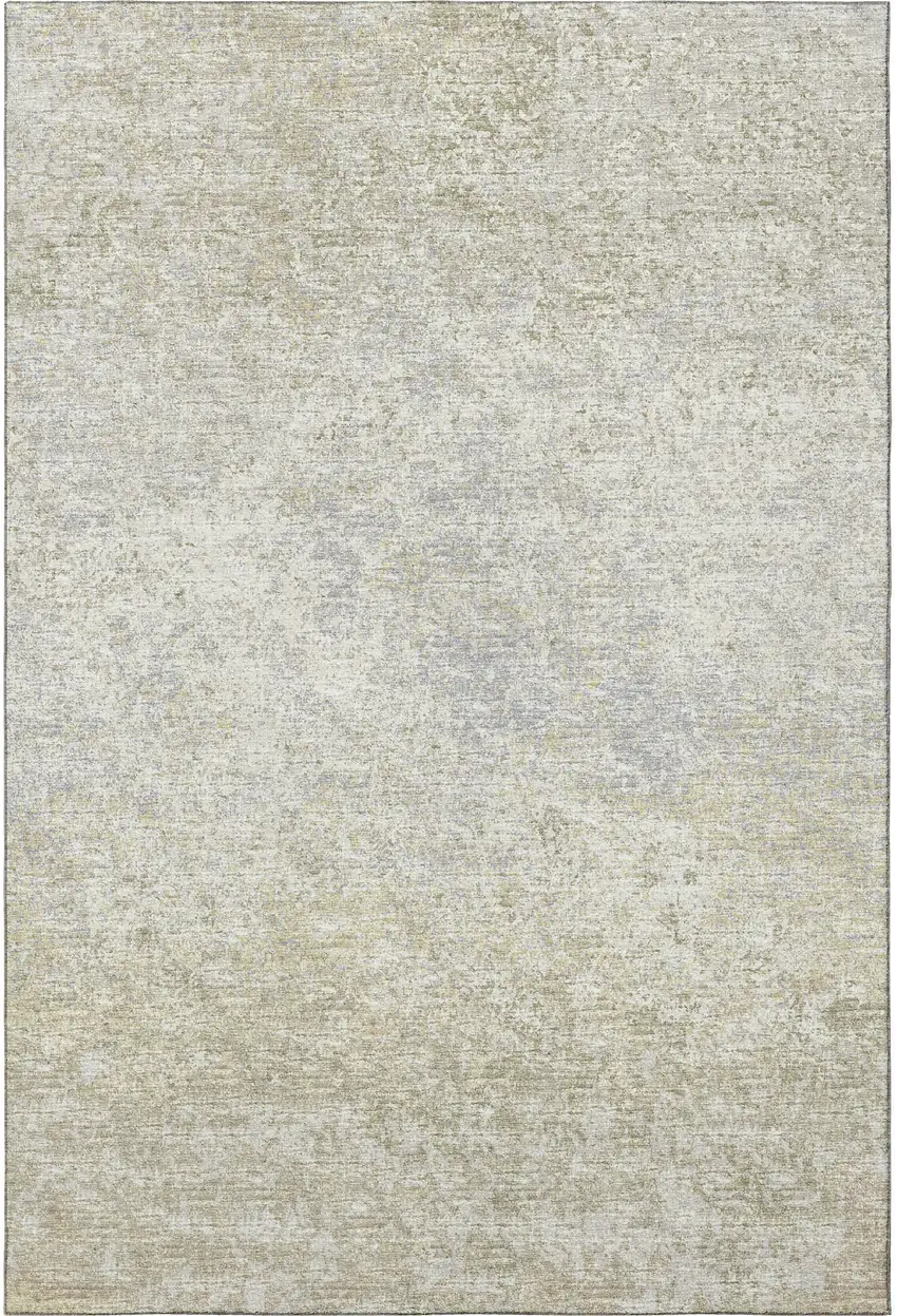 Beige And Gray Abstract Washable Indoor Outdoor Area Rug Photo 4