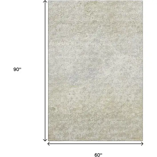 Beige And Gray Abstract Washable Indoor Outdoor Area Rug Photo 3