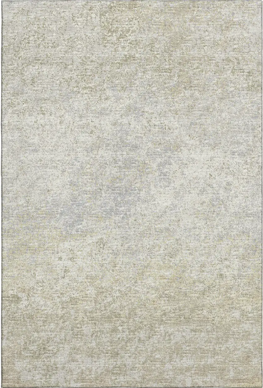 Beige And Gray Abstract Washable Indoor Outdoor Area Rug Photo 2