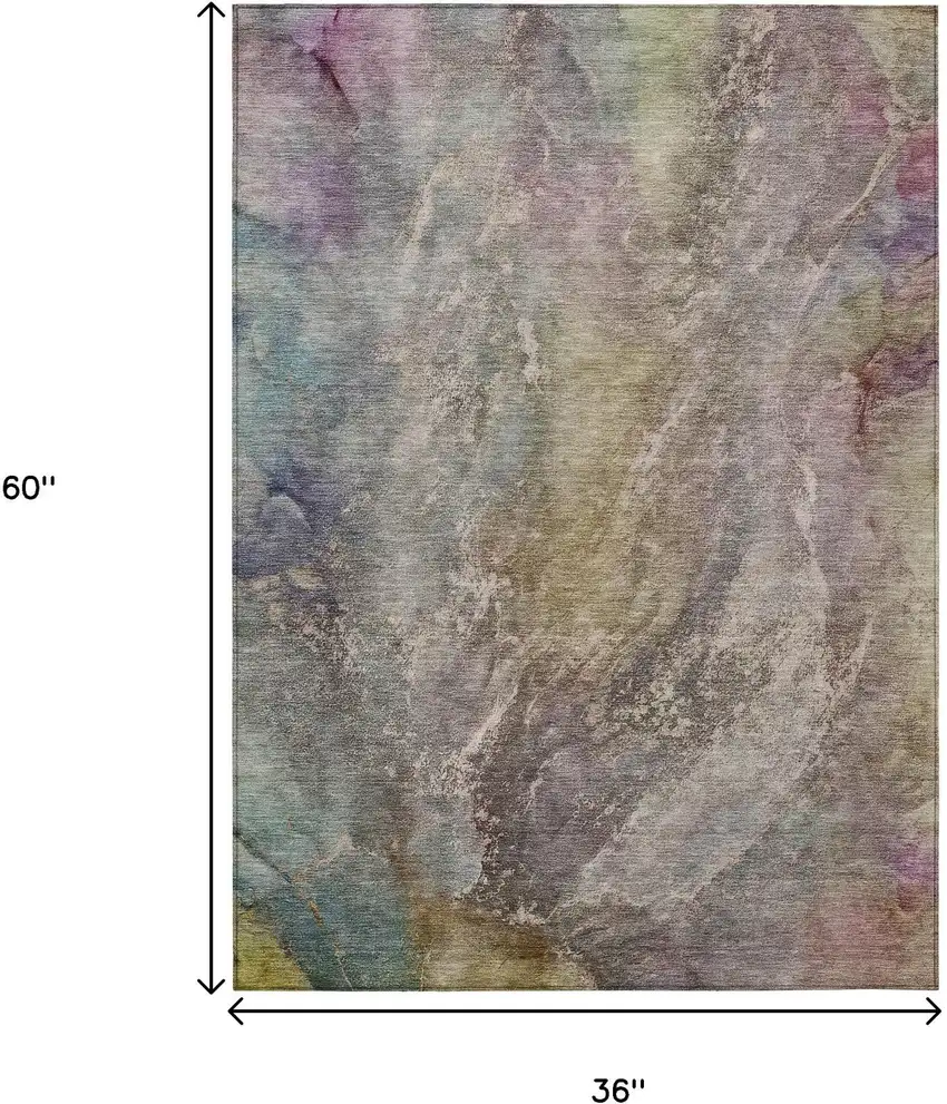 Beige And Gray Abstract Washable Indoor Outdoor Area Rug Photo 3