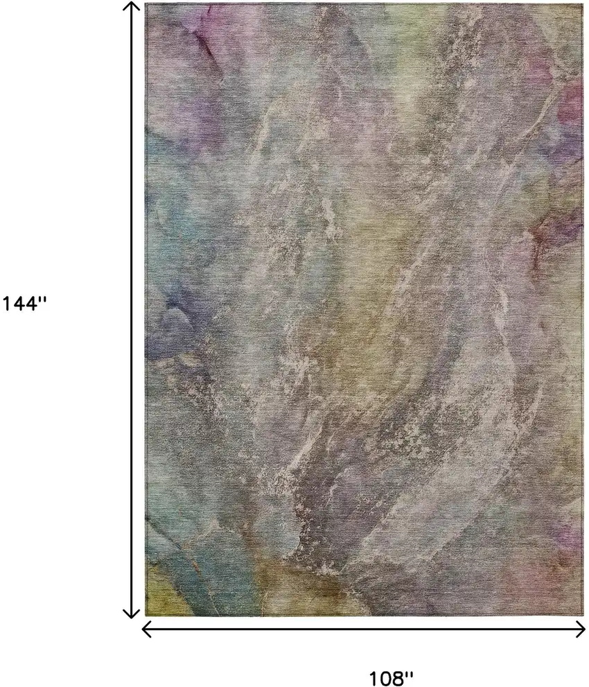 Beige And Gray Abstract Washable Indoor Outdoor Area Rug Photo 3