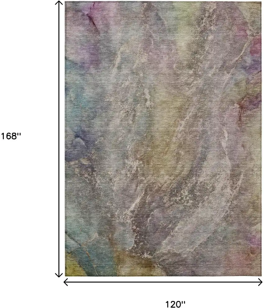 Beige And Gray Abstract Washable Indoor Outdoor Area Rug Photo 3