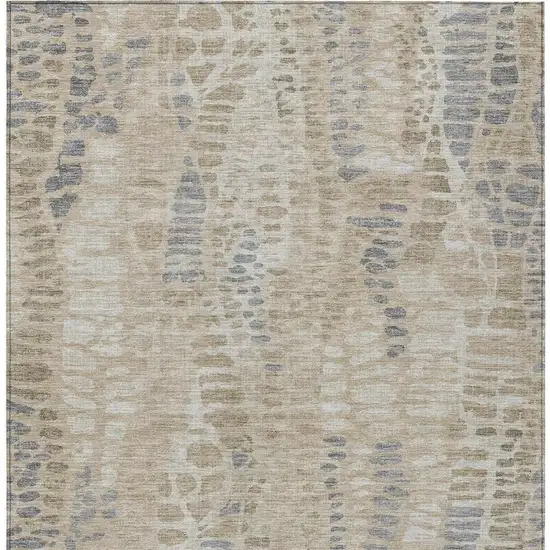 Beige And Gray Abstract Washable Indoor Outdoor Area Rug Photo 2
