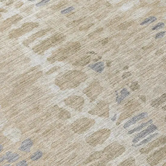 Beige And Gray Abstract Washable Indoor Outdoor Area Rug Photo 6