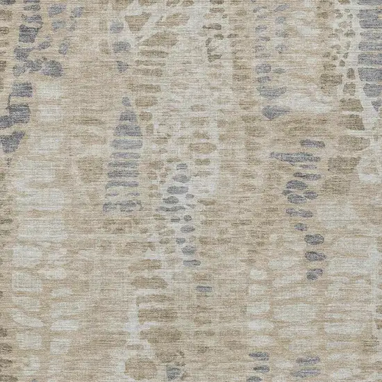 Beige And Gray Abstract Washable Indoor Outdoor Area Rug Photo 2
