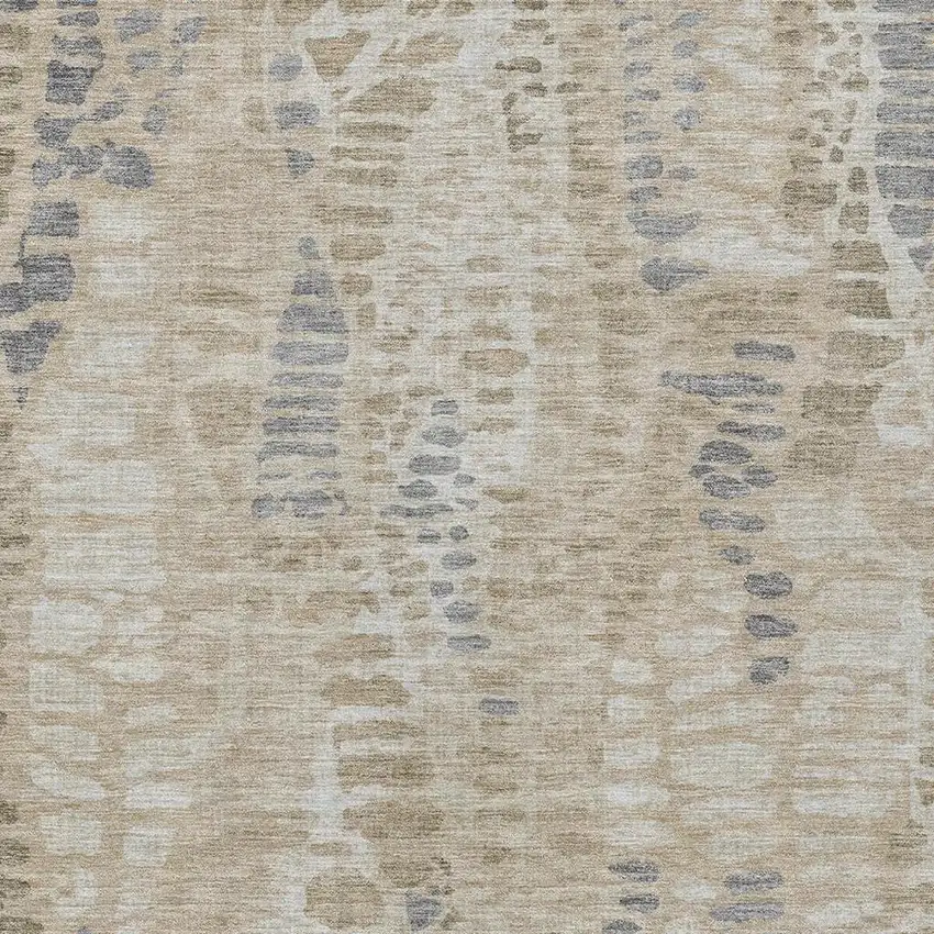 Beige And Gray Abstract Washable Indoor Outdoor Area Rug Photo 2