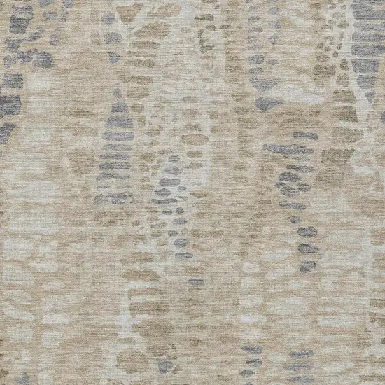 Beige And Gray Abstract Washable Indoor Outdoor Area Rug Photo 2