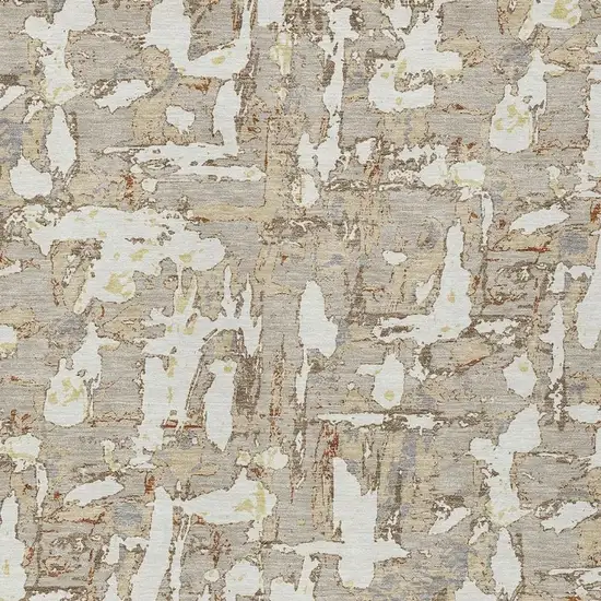 Beige And Gray Abstract Washable Indoor Outdoor Area Rug Photo 5