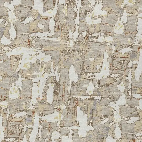 Beige And Gray Abstract Washable Indoor Outdoor Area Rug Photo 5