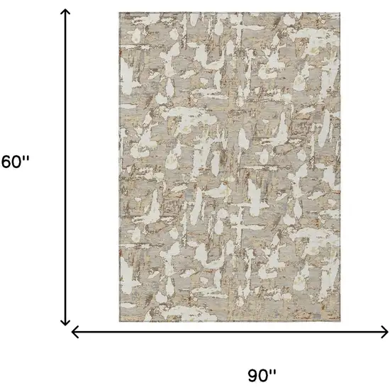 Beige And Gray Abstract Washable Indoor Outdoor Area Rug Photo 9