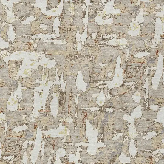 Beige And Gray Abstract Washable Indoor Outdoor Area Rug Photo 5