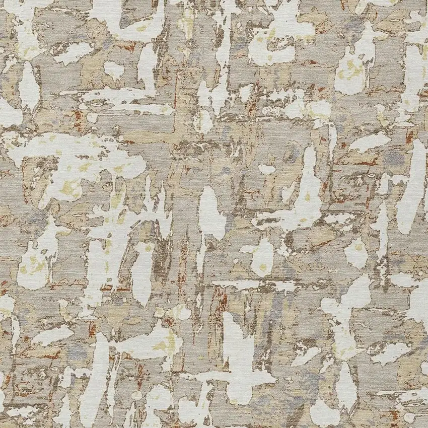Beige And Gray Abstract Washable Indoor Outdoor Area Rug Photo 5