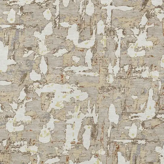 Beige And Gray Abstract Washable Indoor Outdoor Area Rug Photo 3