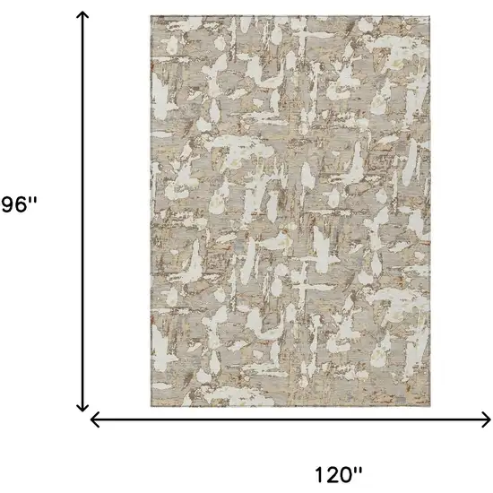 Beige And Gray Abstract Washable Indoor Outdoor Area Rug Photo 9