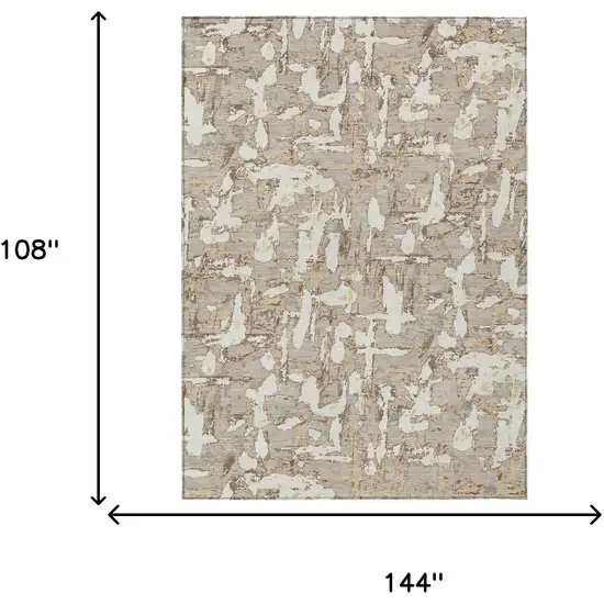 Beige And Gray Abstract Washable Indoor Outdoor Area Rug Photo 8