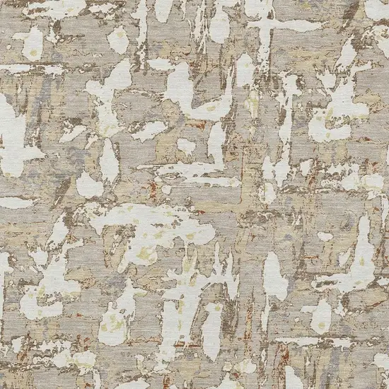 Beige And Gray Abstract Washable Indoor Outdoor Area Rug Photo 4