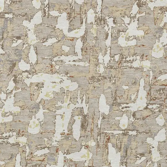 Beige And Gray Abstract Washable Indoor Outdoor Area Rug Photo 3