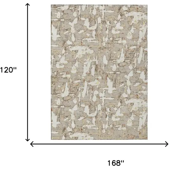 Beige And Gray Abstract Washable Indoor Outdoor Area Rug Photo 9