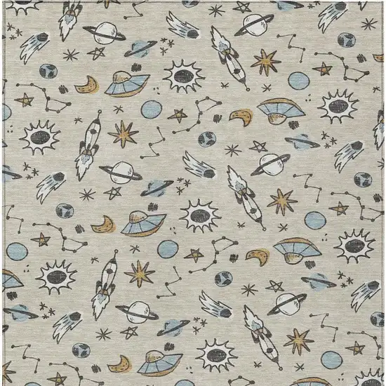 Beige And Gray Animal Print Washable Indoor Outdoor Area Rug Photo 3